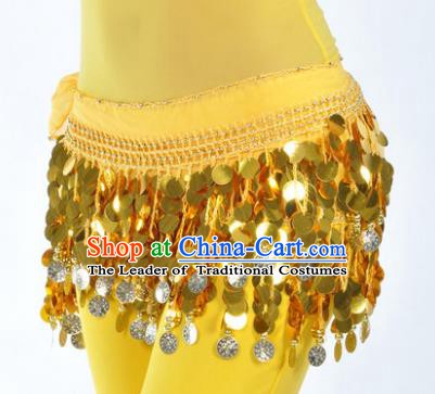 Indian Traditional Belly Dance Yellow Tassel Belts Waistband India Raks Sharki Waist Accessories for Women