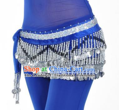 Indian Traditional Belly Dance Paillette Royalblue Belts Waistband India Raks Sharki Waist Accessories for Women