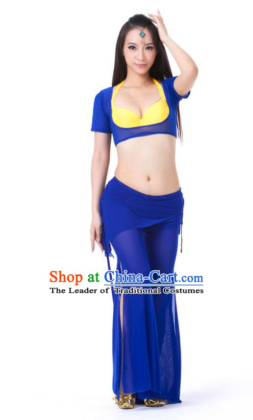 Asian Indian Belly Dance Deep Blue Uniform India Raks Sharki Dress Oriental Dance Clothing for Women