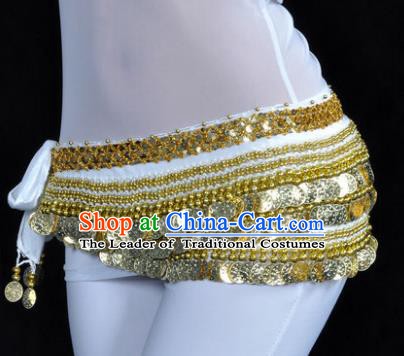 Asian Indian Traditional Belly Dance White Waist Accessories Waistband India Raks Sharki Belts for Women