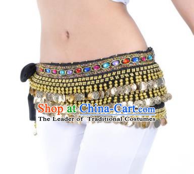 Asian Indian Traditional Belly Dance Black Belts Waistband India Raks Sharki Waist Accessories for Women