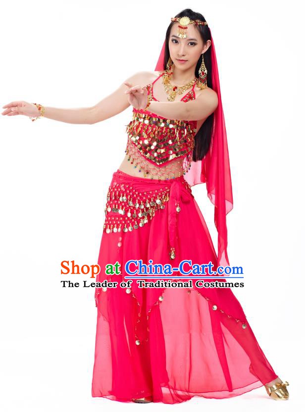 Top Indian Belly Dance Costume Oriental Dance Rosy Dress, India Raks Sharki Clothing for Women