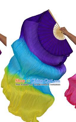 China Folk Dance Three-colour Folding Fans Yanko Dance Purple Silk Fans for for Women
