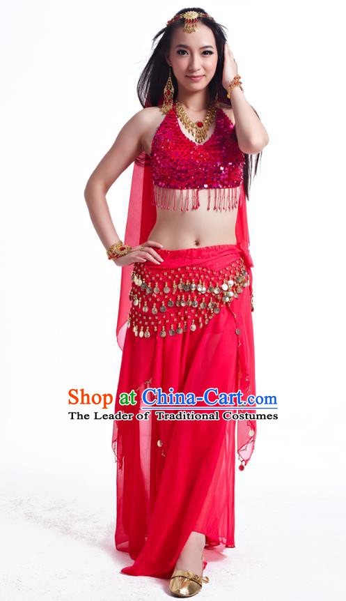 Indian Belly Dance Costume Oriental Dance Rosy Dress, India Raks Sharki Bollywood Dance Clothing for Women