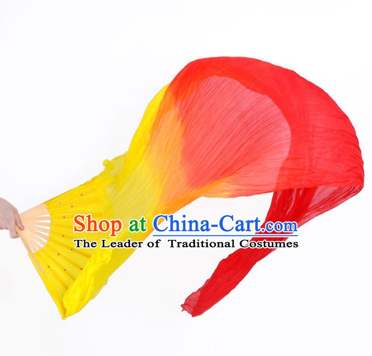 China Folk Dance Folding Fans Yanko Dance Gradient Silk Fans for Women