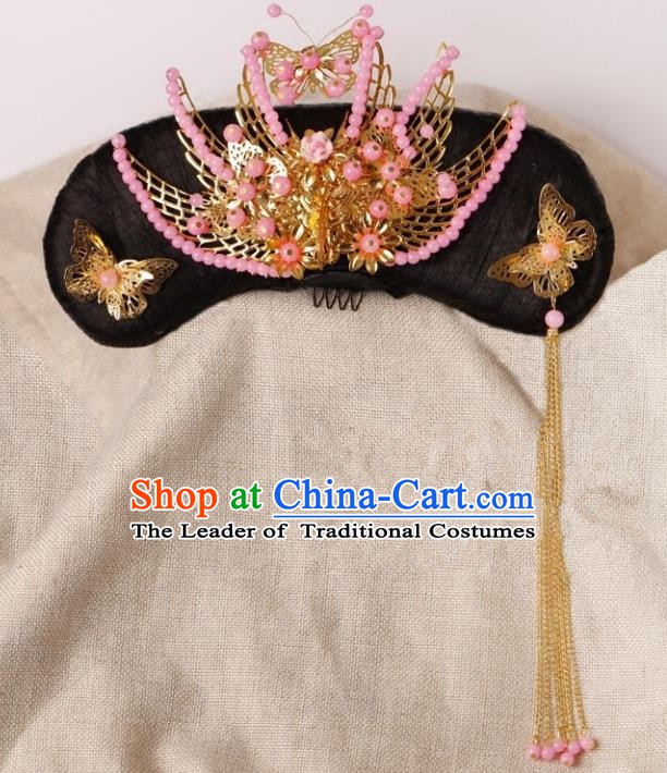 Chinese Handmade Classical Qing Dynasty Palace Princess Hair Accessories Ancient Manchu Lady Headwear Hairpins for Kids