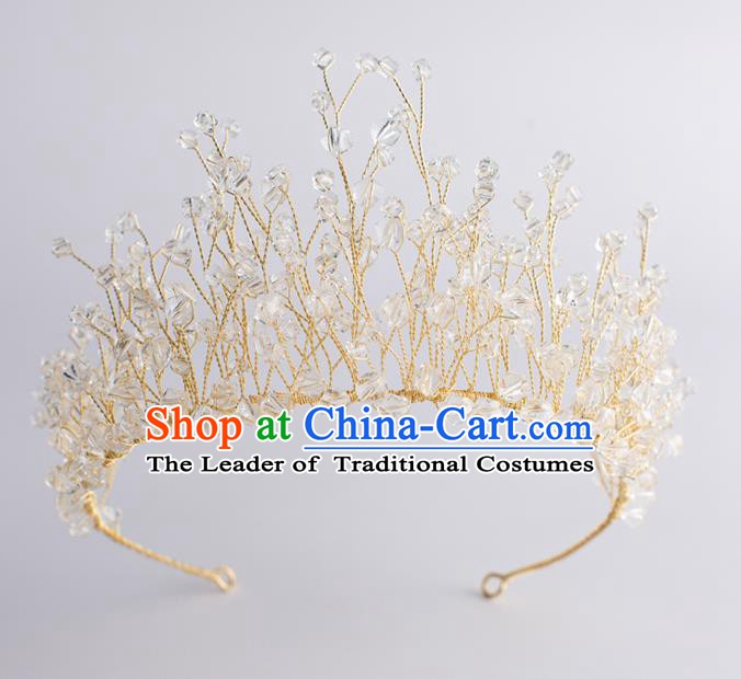 Handmade Classical Wedding Hair Accessories Bride Baroque Royal Crown Crystal Hair Clasp for Women
