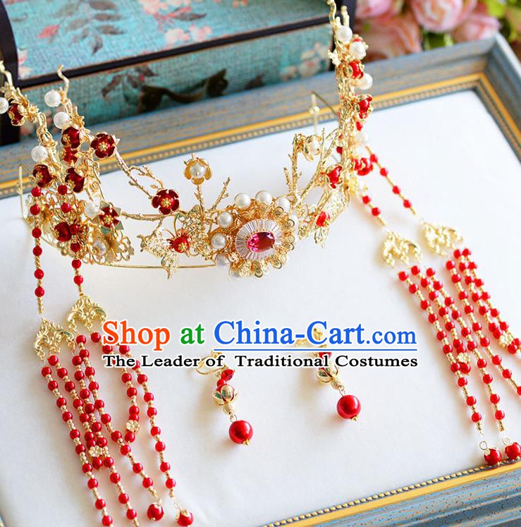 Chinese Handmade Classical Wedding Hair Accessories Ancient Phoenix Coronet Hairpins Headdress for Women