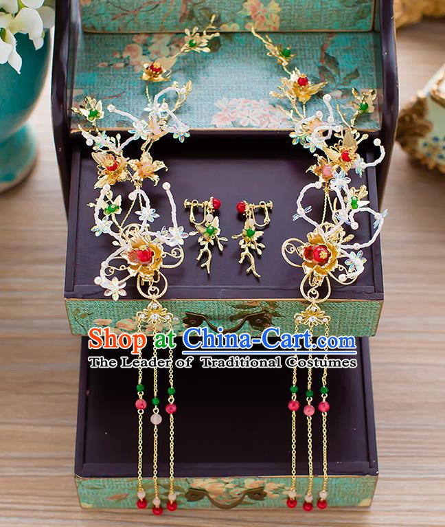 Chinese Handmade Classical Wedding Hair Accessories Ancient Hair Clasp Hairpins Headdress for Women