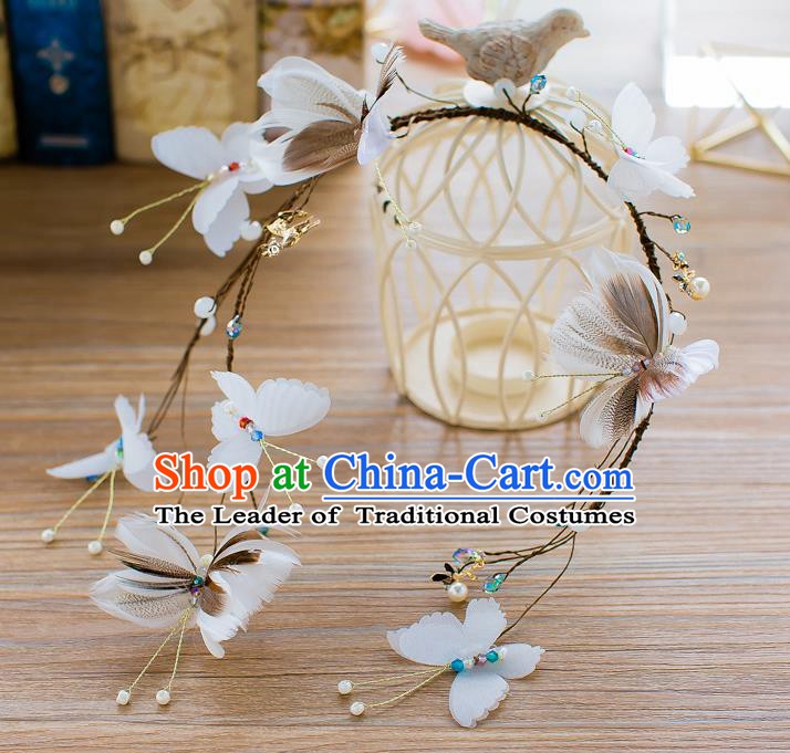 Handmade Classical Wedding Hair Accessories Bride Butterfly Hair Clasp Headband for Women