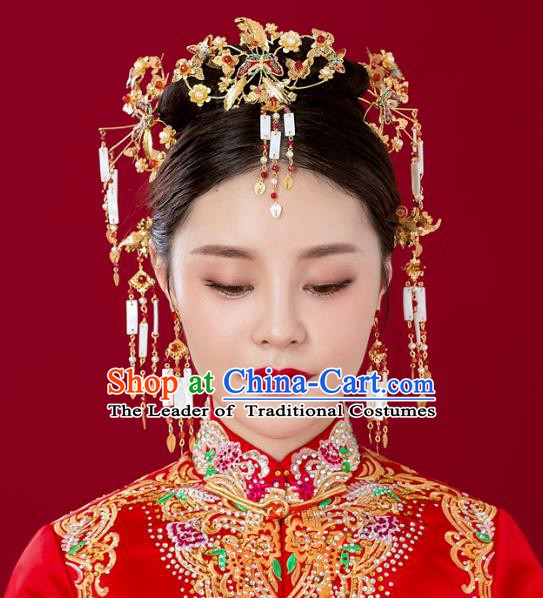 Chinese Handmade Classical Wedding Hair Accessories Ancient Tassel Hairpins Headdress for Women