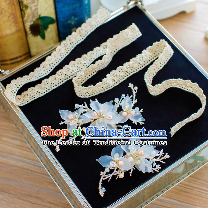 Handmade Classical Wedding Hair Accessories Bride Lace Hair Clasp Hair Stick Headband for Women