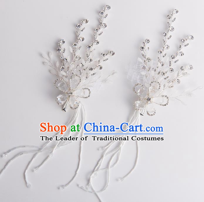 Handmade Classical Wedding Accessories Bride Tassel Crystal Earrings for Women