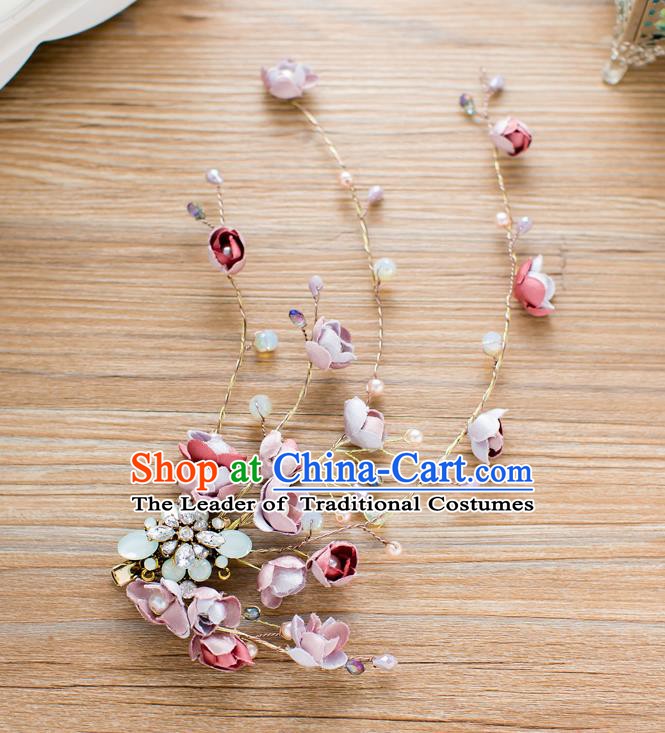 Handmade Classical Wedding Hair Accessories Bride Headwear Flowers Hair Stick for Women