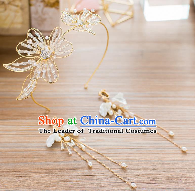 Handmade Classical Wedding Hair Accessories Bride Crystal Beads Hair Clasp Headband for Women