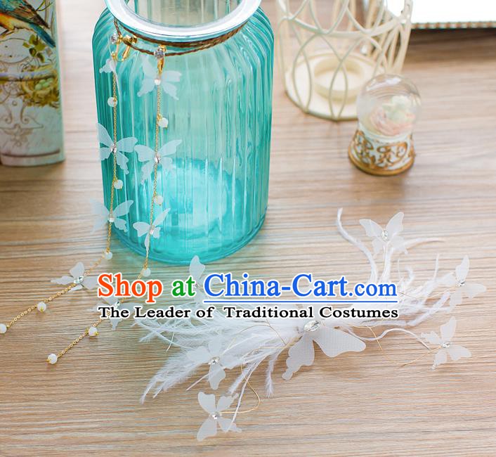 Handmade Classical Wedding Hair Accessories Bride Hair Clasp White Feather Hair Stick for Women