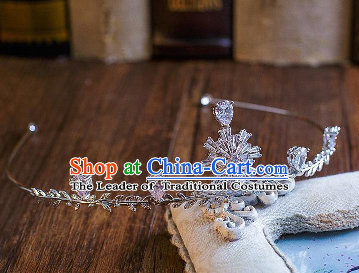 Handmade Classical Hair Accessories Bride Baroque Crystal Snowflake Royal Crown Headwear for Women