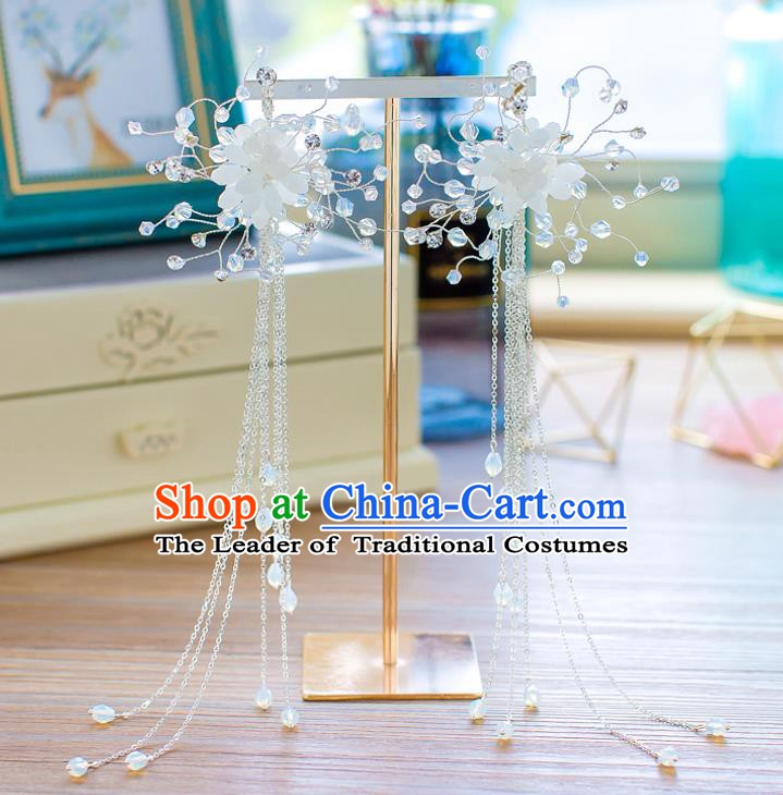 Handmade Classical Wedding Accessories Bride Tassel Ear Pendant Flowers Earrings for Women