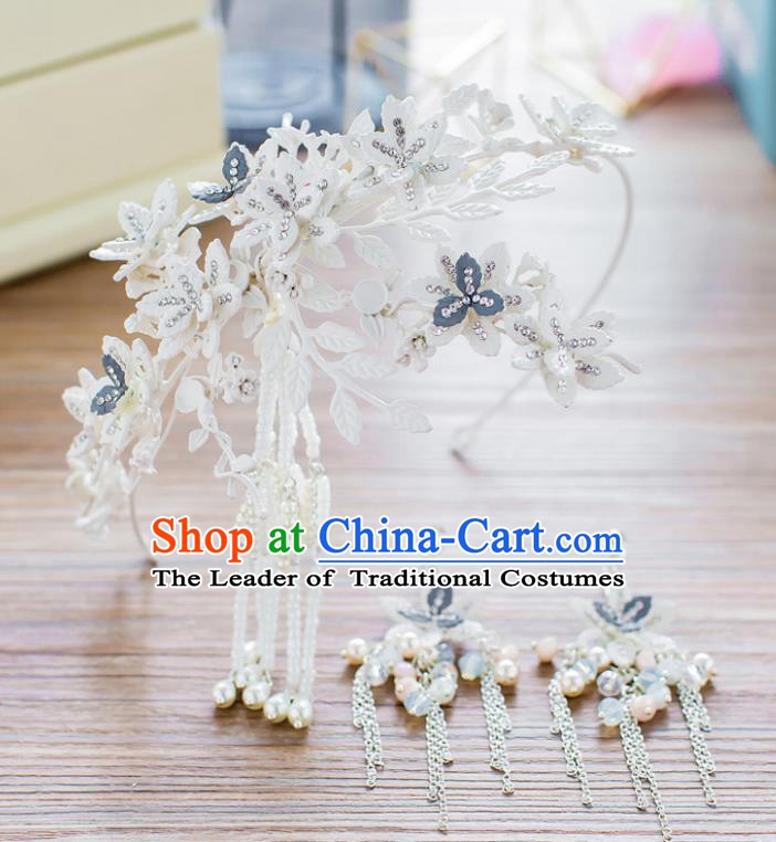 Handmade Classical Wedding Hair Accessories Bride Flowers Tassel Hair Clasp Headband for Women