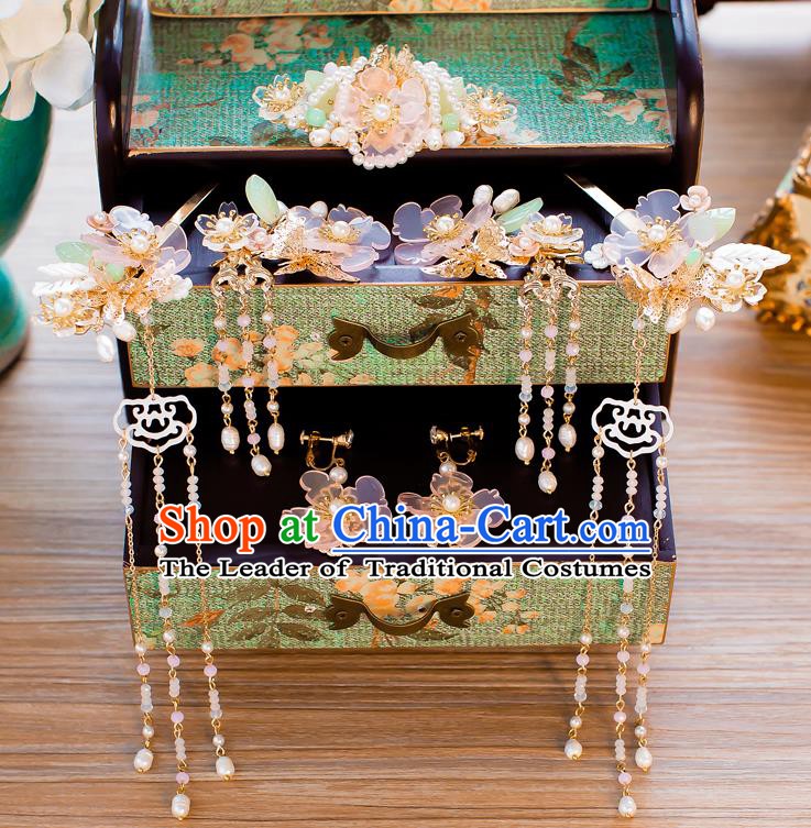 Chinese Handmade Classical Hair Accessories Ancient Pearls Tassel Hair Clip Hairpins for Women