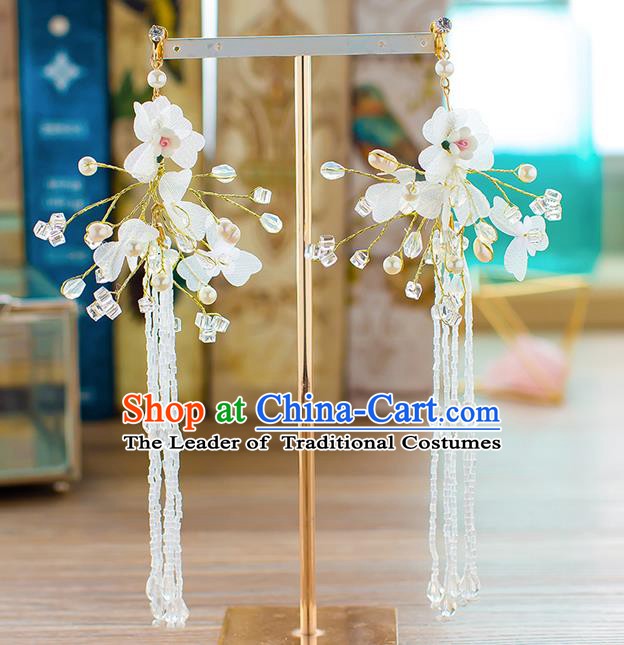 Handmade Classical Wedding Accessories Bride Earrings Flowers Tassel Eardrop for Women