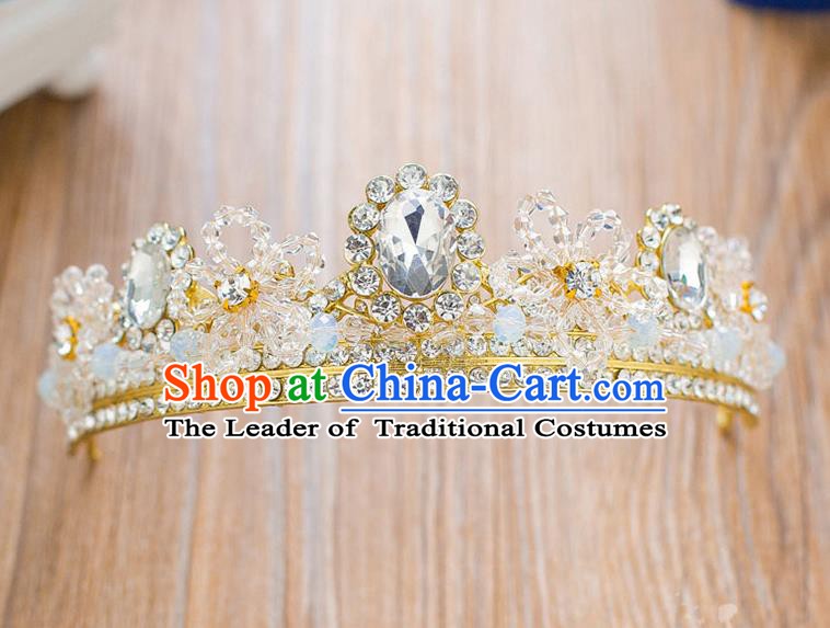 Handmade Classical Hair Accessories Baroque Luxury Crystal Hair Clasp Royal Crown Headwear for Women