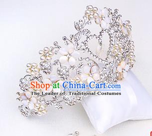 Handmade Classical Hair Accessories Baroque Luxury Crystal Pearls Royal Crown Headwear for Women