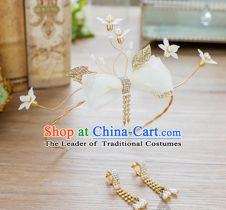 Handmade Classical Wedding Hair Accessories Bride Bowknot Hair Clasp Headwear for Women