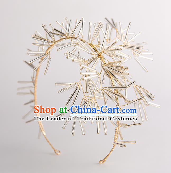 Handmade Classical Wedding Hair Accessories Bride Golden Hair Clasp Headwear for Women