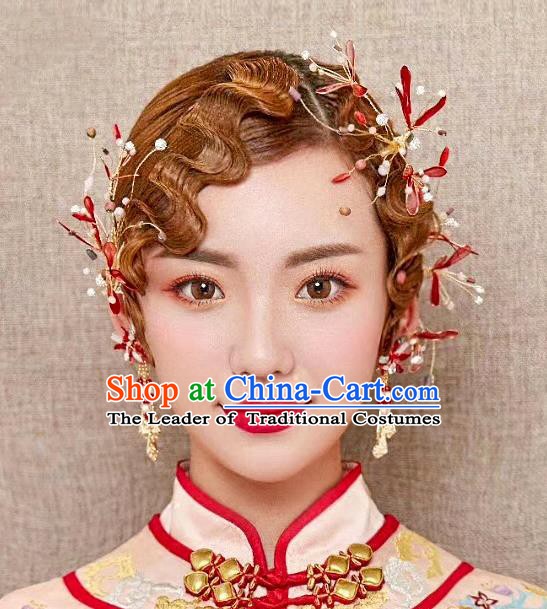 Handmade Classical Wedding Hair Accessories Bride Red Hair Claws Headwear for Women