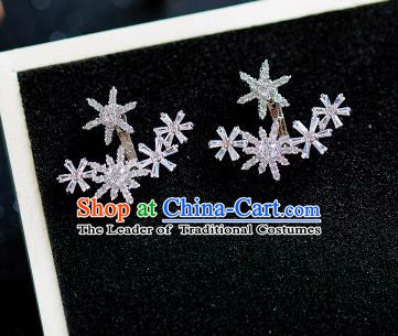 Handmade Classical Wedding Accessories Baroque Crystal Snowflake Earrings for Women