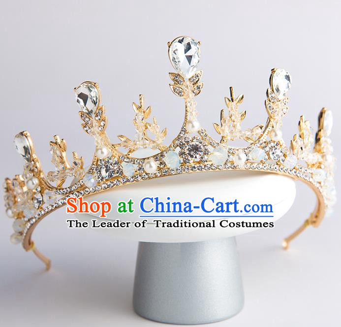 Handmade Classical Hair Accessories Baroque Princess Crystal Royal Crown Headwear for Women