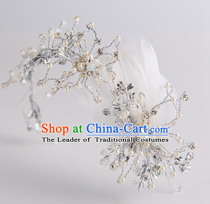 Handmade Classical Wedding Hair Accessories Bride Pearls Hair Clasp Headwear for Women