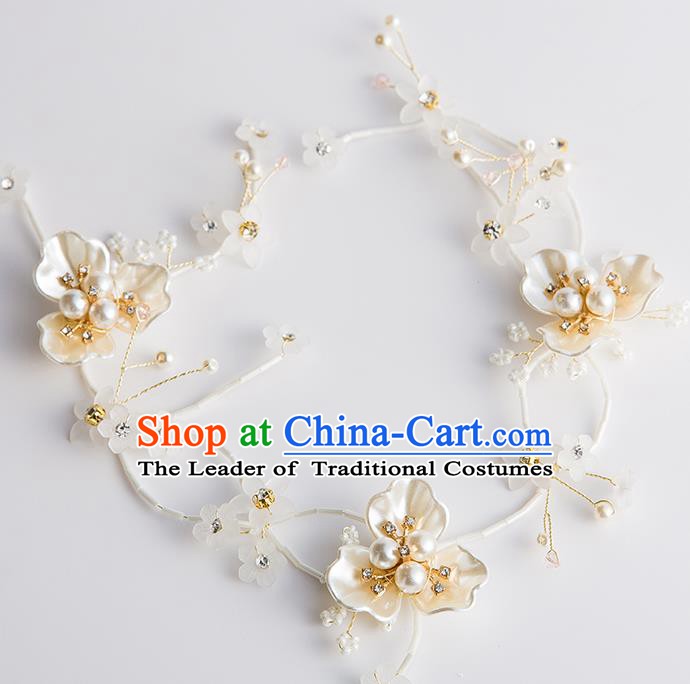 Handmade Classical Wedding Hair Accessories Bride Shell Flower Pearls Headband Hair Clasp Headwear for Women