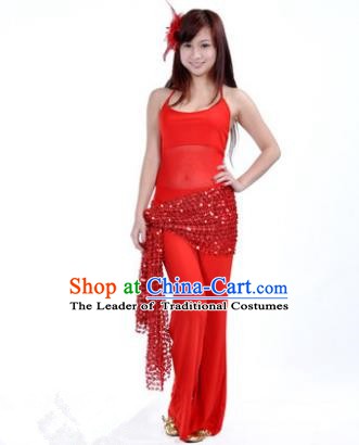 Traditional Indian Belly Dance Oriental Dance Red Costume for Women