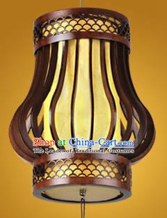 Chinese Classical Handmade Wood Parchment Palace Lanterns Yellow Hanging Lantern Ancient Ceiling Lamp