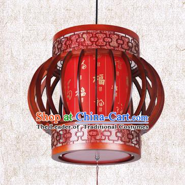 Traditional Chinese Painted Red Palace Lanterns Handmade Wood Hanging Lantern Ancient Ceiling Lamp