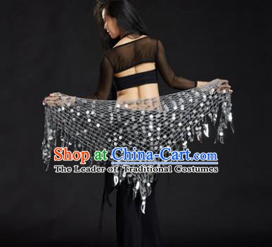 Indian Belly Dance White Sequin Waist Scarf Waistband India Raks Sharki Belts for Women