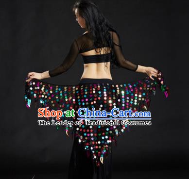 Indian Belly Dance Colorful Sequin Waist Scarf Waistband India Raks Sharki Belts for Women