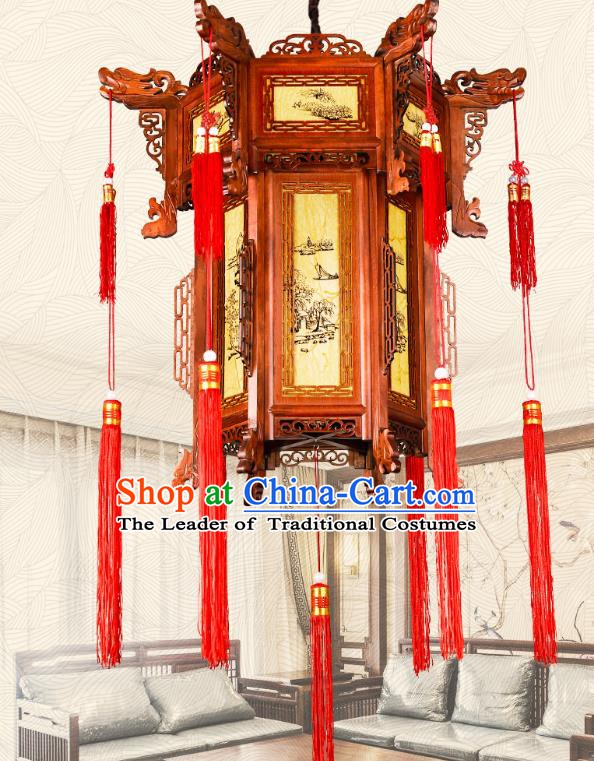 Traditional Chinese Palace Lanterns Handmade Wood Hanging Lantern Ancient Ceiling Lamp