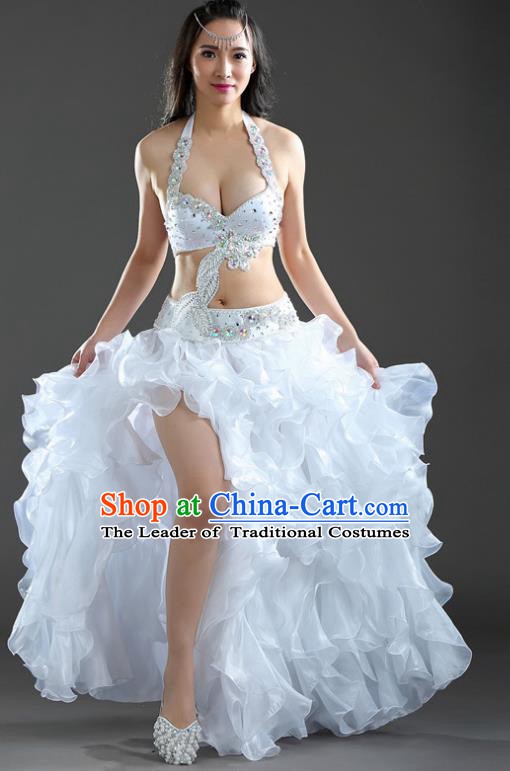 Indian National Belly Dance White Dress India Bollywood Oriental Dance Costume for Women