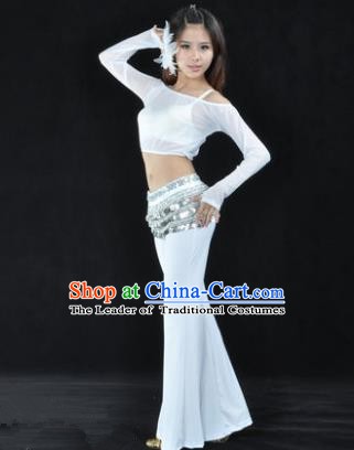 Indian National Belly Dance White Uniform Bollywood Oriental Dance Costume for Women