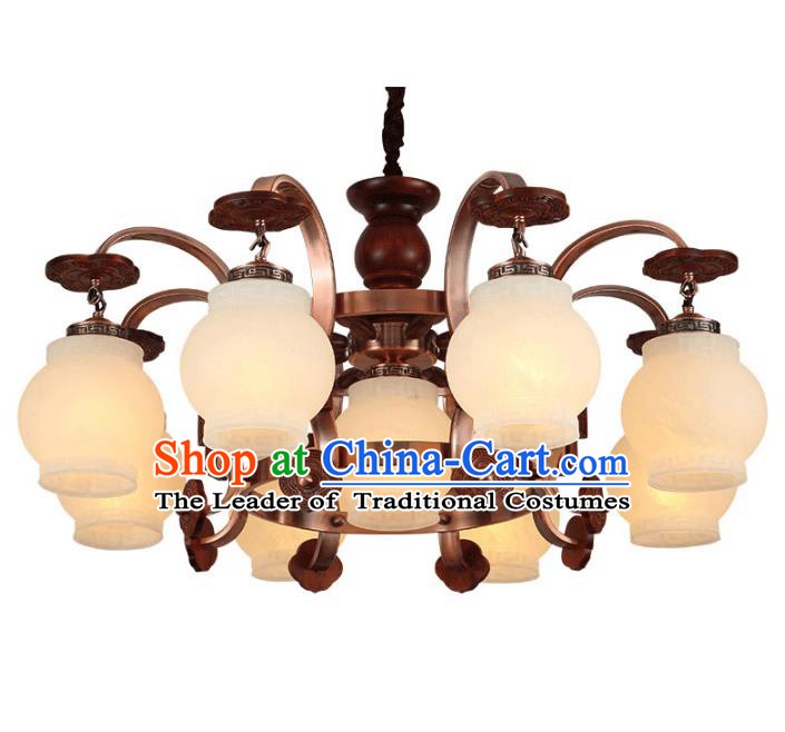 Traditional Chinese Palace Lanterns Handmade Eight-Lights Lantern Ancient Ceiling Lamp