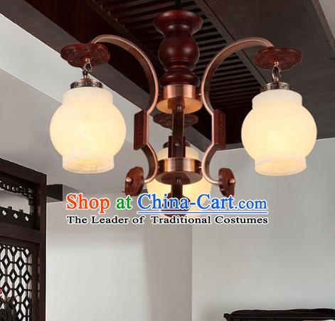 Traditional Chinese Palace Lanterns Handmade Three-Lights Lantern Ancient Ceiling Lamp