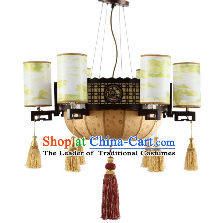 Traditional Chinese Ceiling Palace Lanterns Handmade Printing Hanging Lantern Ancient Lamp