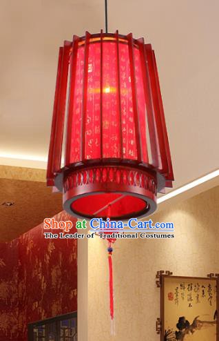 Traditional Chinese Wood Red Ceiling Palace Lanterns Handmade Hanging Lantern Ancient Lamp