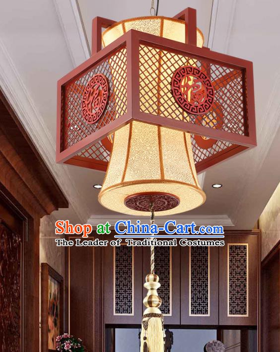 Traditional Chinese Wood Ceiling Palace Lanterns Handmade Hanging Lantern Ancient Lamp