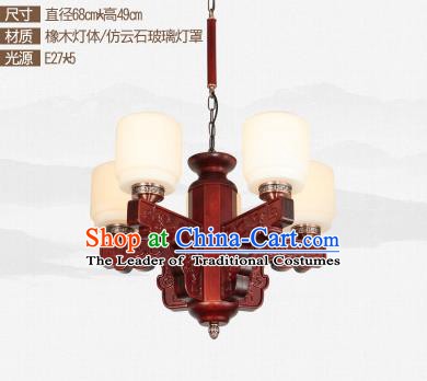 Traditional Chinese Five-lights Ceiling Palace Lanterns Handmade Wood Carving Lantern Ancient Lamp