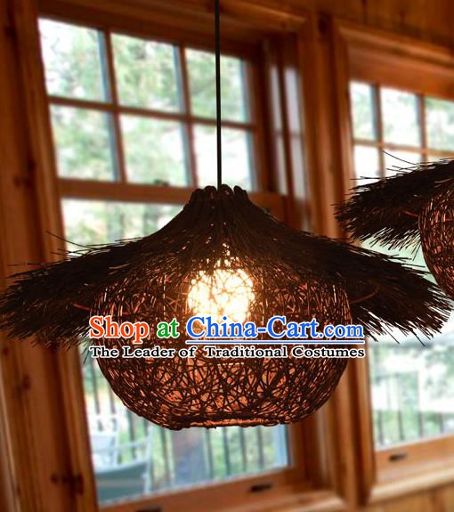 Traditional Chinese Rattan Hanging Lanterns Handmade Ceiling Lantern Ancient Lamp