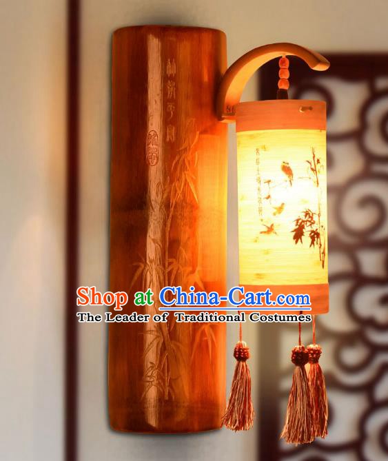 Traditional China Lanterns Handmade Carving Bamboo Lantern Ancient Wall Lamp